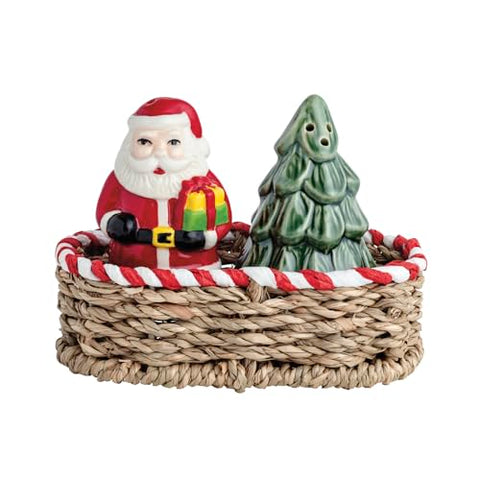 Mud Pie Christmas Santa & Tree Salt & Pepper Set