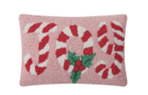 Peking Handicraft Giftable Pillows Candy Cane Joy Hook Pillows, 8-inch Height, Polyester Filler with Zipper Closure, Home, Indoor
