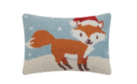 Peking Handicraft Giftable Pillows Holiday Fox Hook Pillows, 8-inch Height, Polyester Filler with Zipper Closure, Home, Indoor