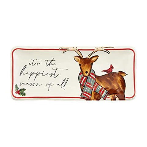 Mud Pie Mini Christmas Dish, Deer, 4" x 9.25"