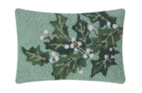 Peking Handicraft Giftable Pillows Holly Berry, 8-inch Height, Polyester Filler with Zipper Closure, Home, Indoor