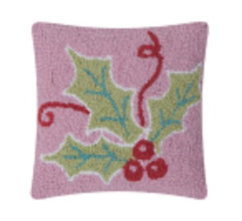 Peking Handicraft Giftable Pillows Multi Color Holly Hook Pillows, 10-inch Height, Polyester Filler with Zipper Closure, Home, Indoor