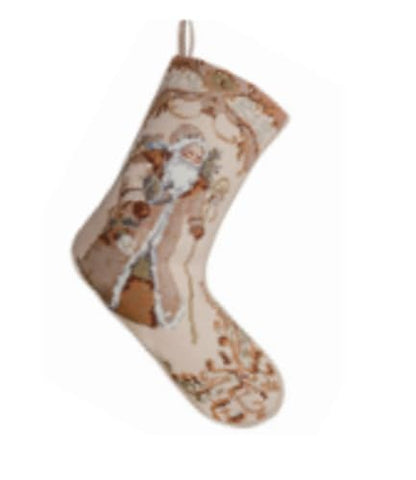 Peking Handicraft Embroidered Needlepoint Stockings Santa with Gift, 18-inch Height, Home, Indoor