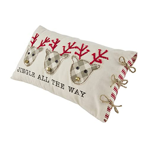 Mud Pie Christmas Reindeer Bell Pillow