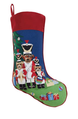Peking Handicraft Stocking with Embossed Christmas Bears, 18-inch Length, Poly Face and Cotton