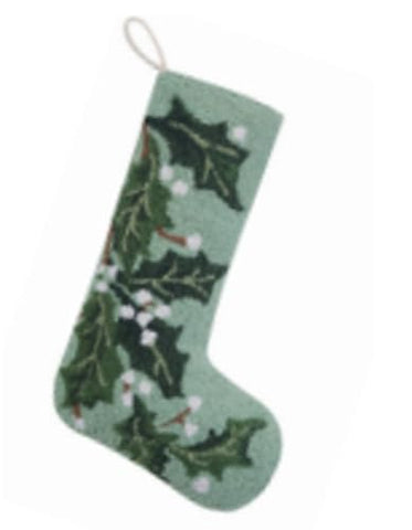 Peking Handicraft Stockings Green Holly, 20-inch Height, Wool, Home, Indoor