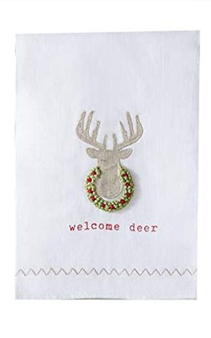 Mud Pie French Knot Christmas Linen Tea Towel