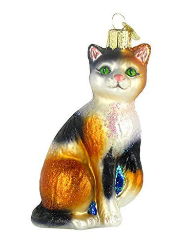 Old World Christmas Calico Cat Glass Blown Ornament