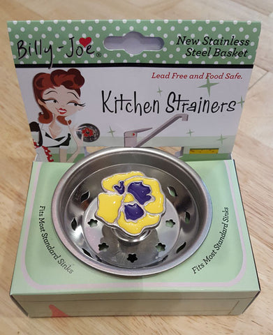 Enamel Yellow Pansy Stainless Steel Sink Strainer