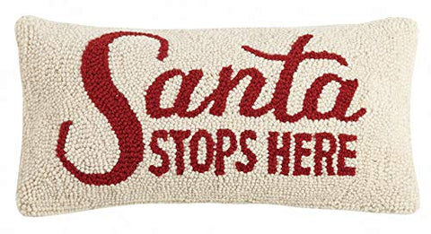 Peking Handicraft 31JES1707C16OB Santa Stops Here Hook Pillow, 16-inch Long