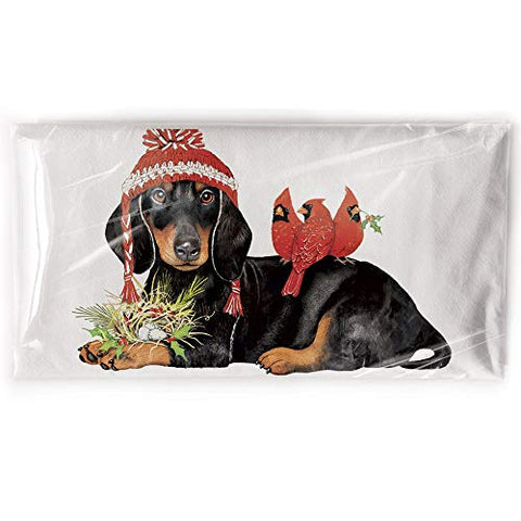 Mary Lake-Thompson Winter Doxie Birds Cotton Flour Sack Dish Towel