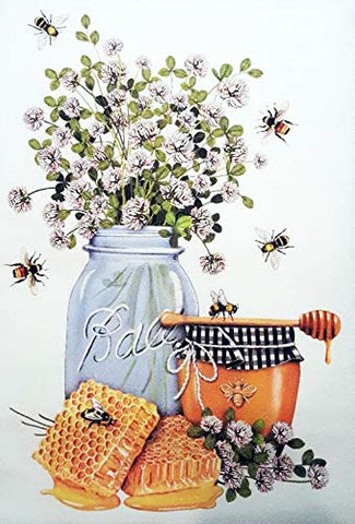 Mary Lake Thompson Clover Honey Comb Jar 100% Cotton Flour Sack Dish Tea Towel 30" x 30"