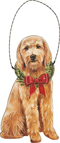 Goldendoodle Dog Wooden Hanging Christmas Tree Ornament
