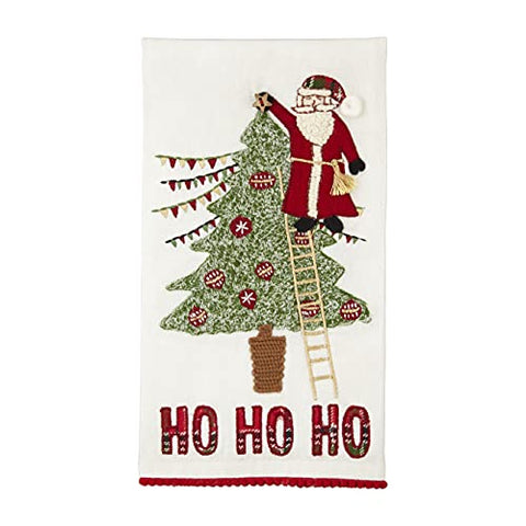 Mud Pie Embroidered Christmas Tea Towel, Ho Ho Ho, 26" x 18"