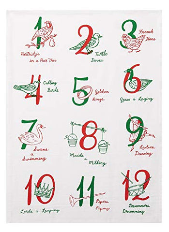 Peking Handicraft 04JES1524WC 12 Days of Christmas Kitchen Towel, 25-Inch Length, Cotton