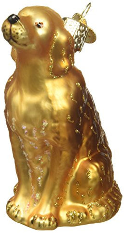 Old World Christmas Sitting Golden Glass Blown Ornament