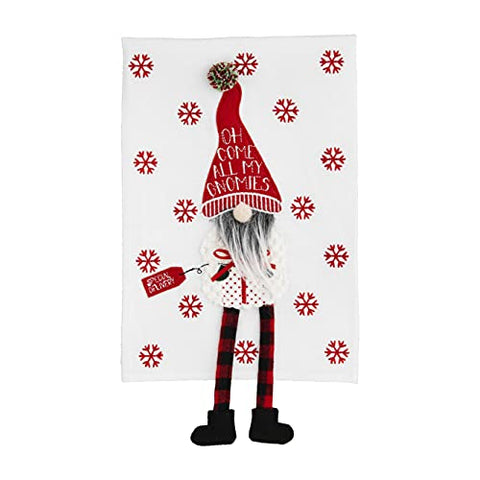 Mud Pie Christmas Dangle Gnome Tea Towel, Gnomies, 21" x 14"