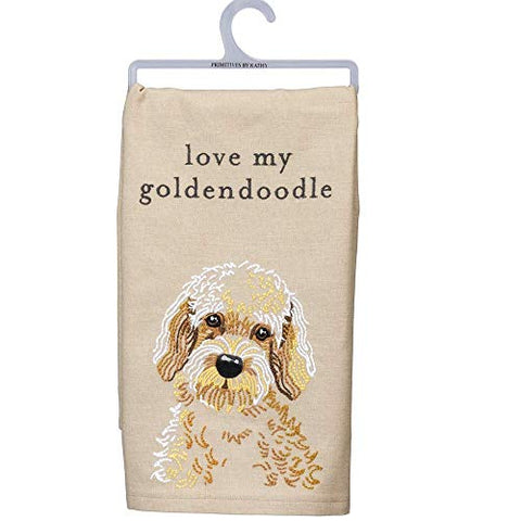 Primitives by Kathy Love My Goldendoodle Dish Towel