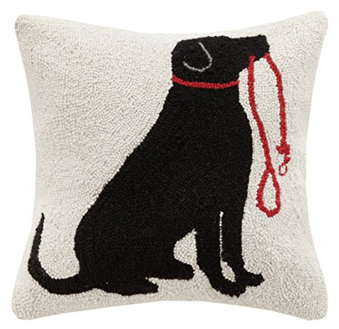 Peking Handicraft Lab and Leash Hook Pillow, Black/Red