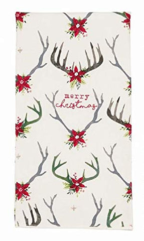 Mud Pie Christmas Deer Antler Embellished Dish Towels 28" x 21"