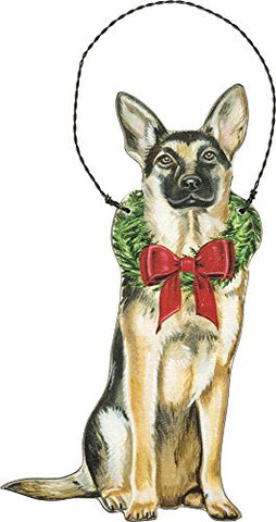 German Shepherd Dog Wooden Hanging Christmas Tree Ornament