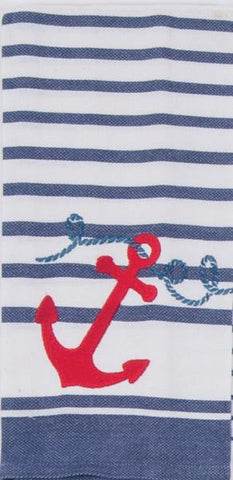 Nautical Anchors Away 100% Cotton Dish Towel / Tea Towel, 18" x 28"
