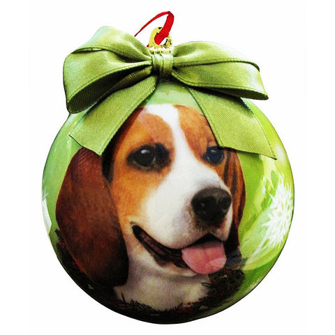 Beagle Hound Dog Snowflake Christmas Ornament Shatter Proof Ball 3"