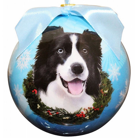 Border Collie Dog Snowflake Christmas Ornament Shatter Proof Ball 3"