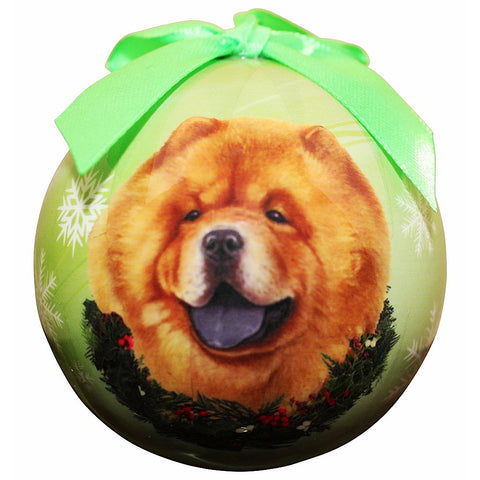 Chow Chow Dog Snowflake Christmas Ornament Shatter Proof Ball - 3"