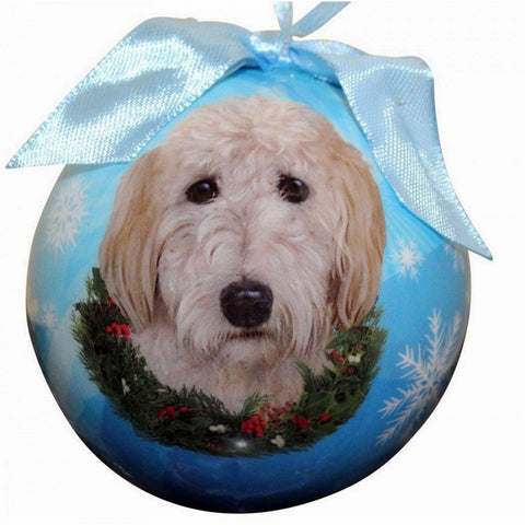 Goldendoodle Dog Snowflake Christmas Ornament Shatter Proof Ball - 3"