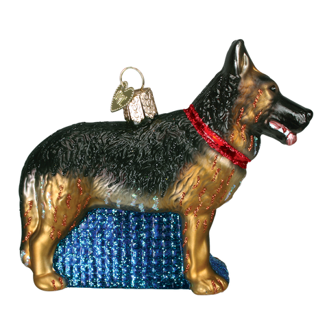 Old World Christmas German Shepherd Dog Glass Blown Ornament