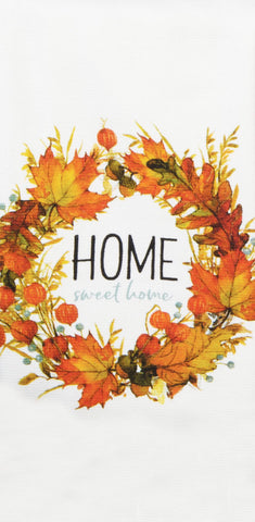 Autumn Fall Welcome Home Wreath Dual Purpose Kitchen Dish Terry Towel