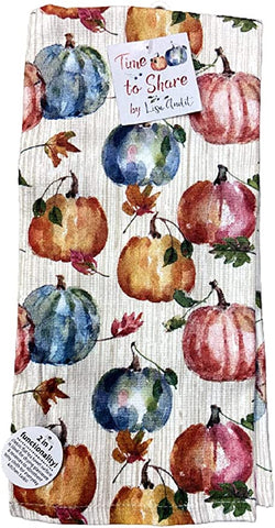 Autumn Colorful Old Fashioned Pumpkin Patch Dual Purpose Kitchen Dish Terry Towel