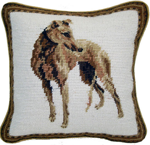 Regal Greyhound Dog Portrait - 10" Needlepoint Dog Pillow