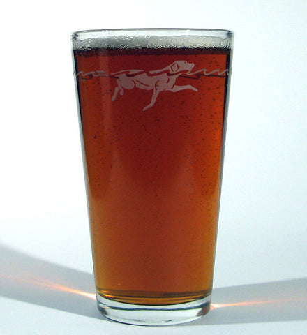 Hard Crystal Swimming Lab Dog Hand Kiln Fired Pub Pint Glass