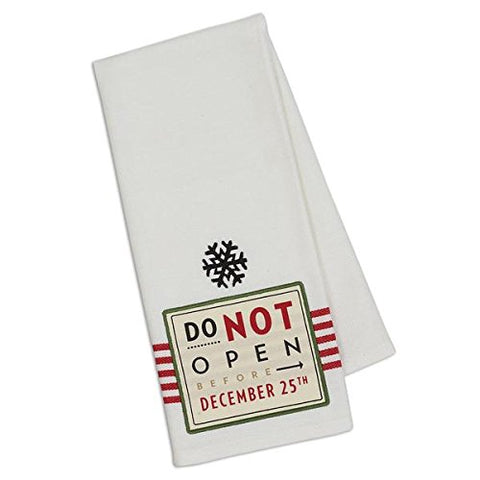 Design Imports Embellished Do Not Open Til Christmas Dish Towel - 18" x 28"