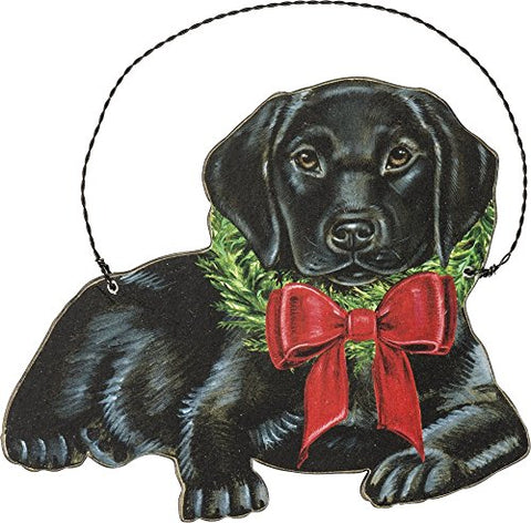 Primitives by Kathy - Christmas Black Lab Dog Wooden Christmas Ornament