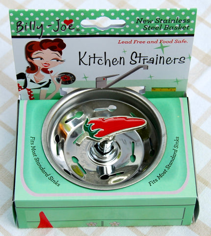 Enamel Chili Pepper Stainless Steel Sink Strainer