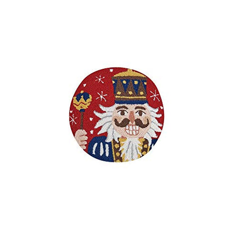 Peking Handicraft Nutcracker Holiday Hooked Round 16" Pillow