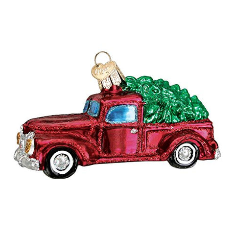 Old World Christmas Ornaments: Old Truck With Tree Glass Blown Ornaments for Christmas Tree