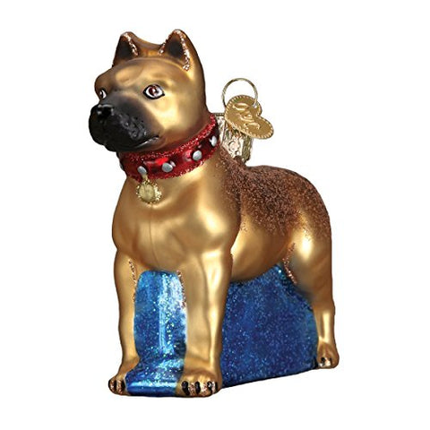 Old World Christmas Staffordshire Terrier Glass Dog Blown Ornament