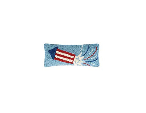 Peking Handicraft Patriotic Rockets Hook Pillow Blown Filled, 12-inch Length, Wool and Cotton