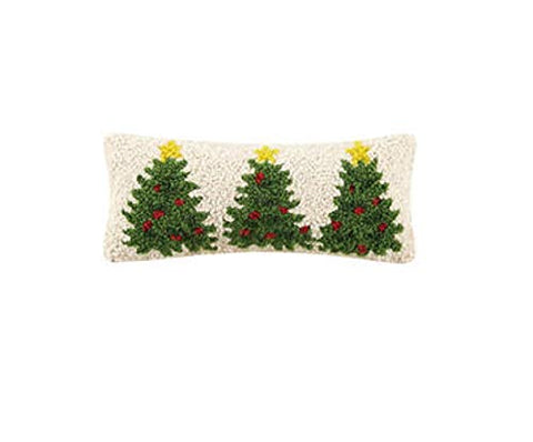 Peking Handicraft Christmas Trees Hooked Pillow, 12"x 5"