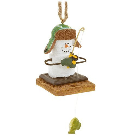 Marshmallow S'more Ice Fisherman Christmas Ornament
