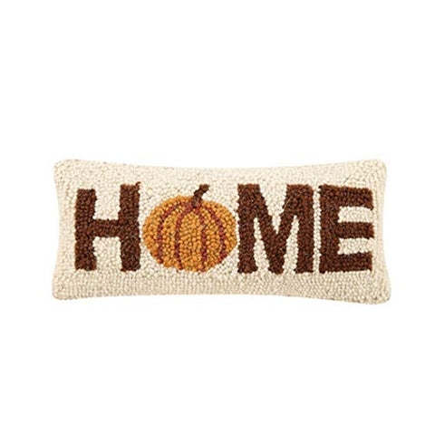 Peking Handicraft Pumpkin Home Hooked Wool Pillow - 12" x 5"