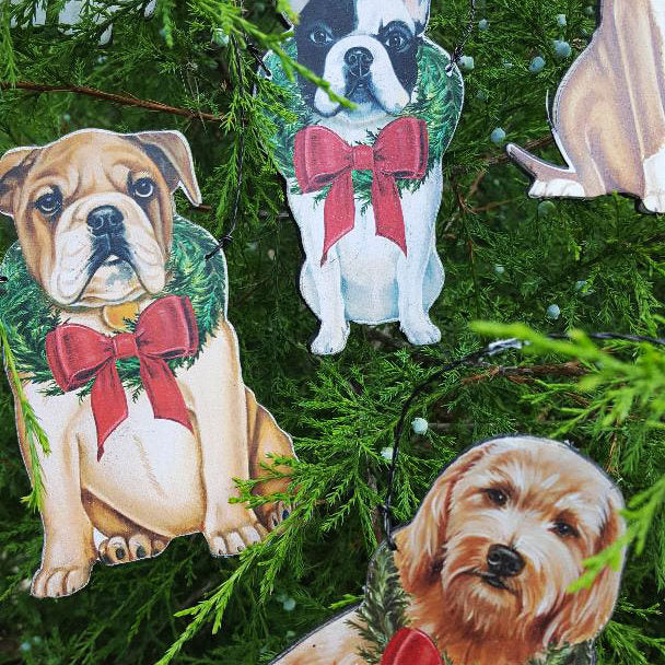 Wooden Dog Ornaments