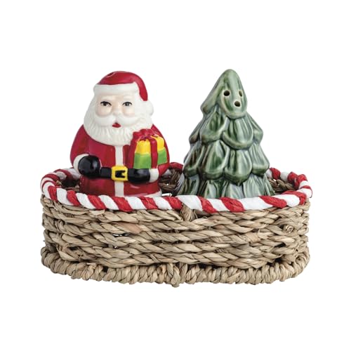 Mud Pie Christmas Santa & Tree Salt & Pepper Set