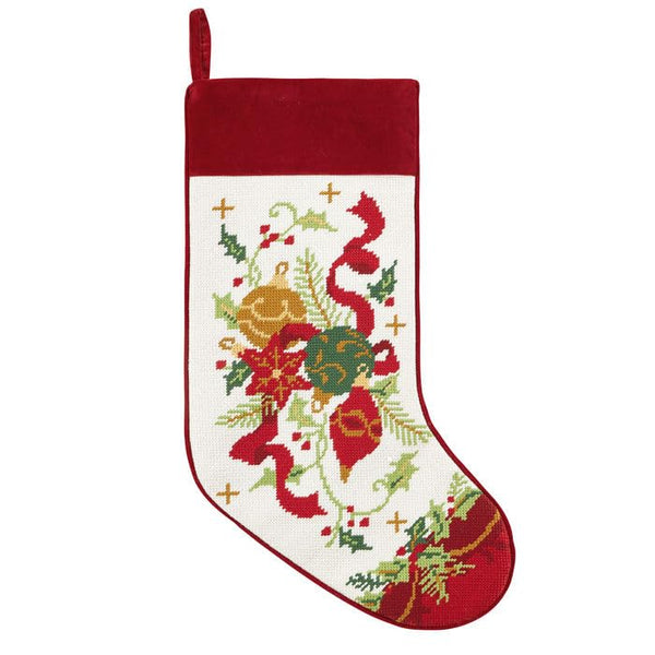 Peking Handicraft Nostalgic Ornaments Embroidered Needlepoint Stocking, 18-Inch, Multicolor