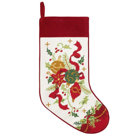 Peking Handicraft Nostalgic Ornaments Embroidered Needlepoint Stocking, 18-Inch, Multicolor