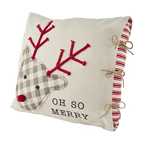 Mud Pie Christmas Reindeer Bell Pillow